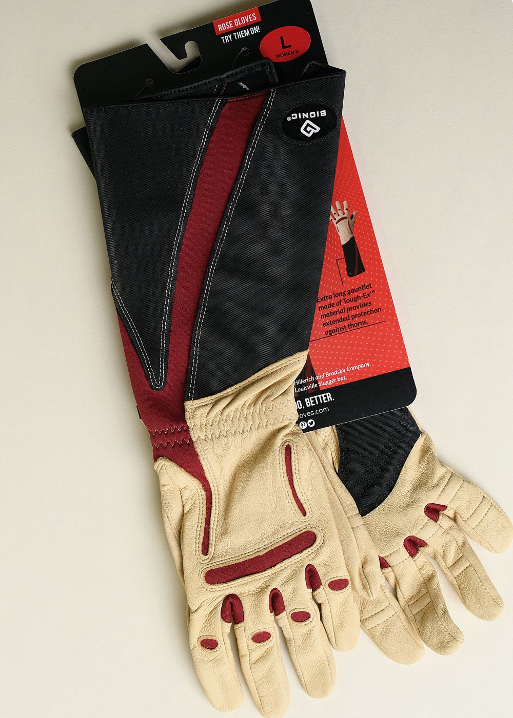 Women's Leather Rose Gauntlet Gardening Gloves