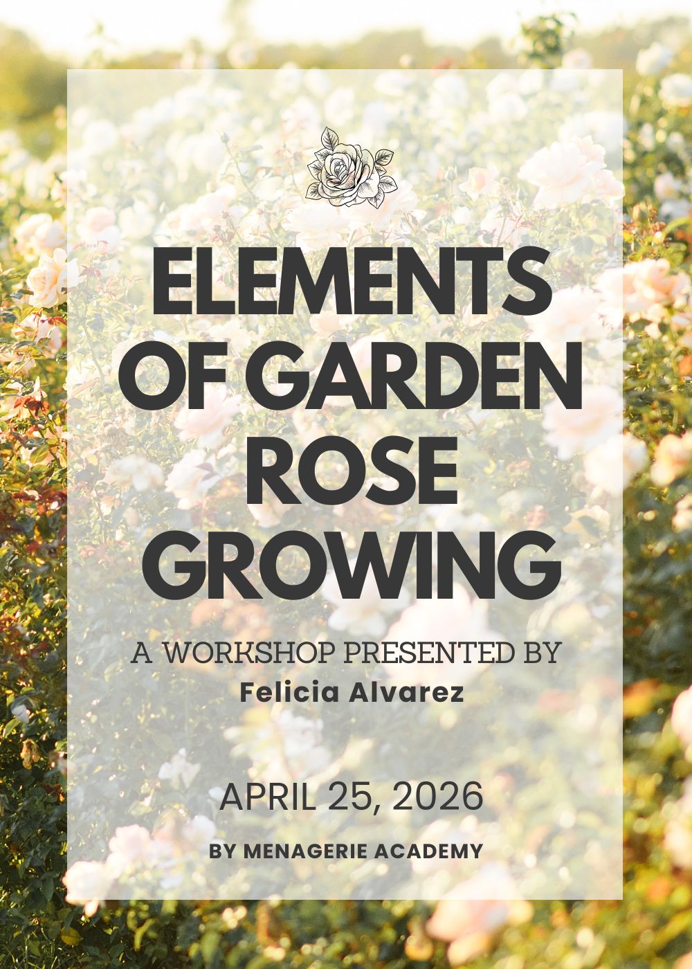Elements Of Garden Rose Growing Workshop: April 25, 2026 - Menagerie Farm &amp; Flower