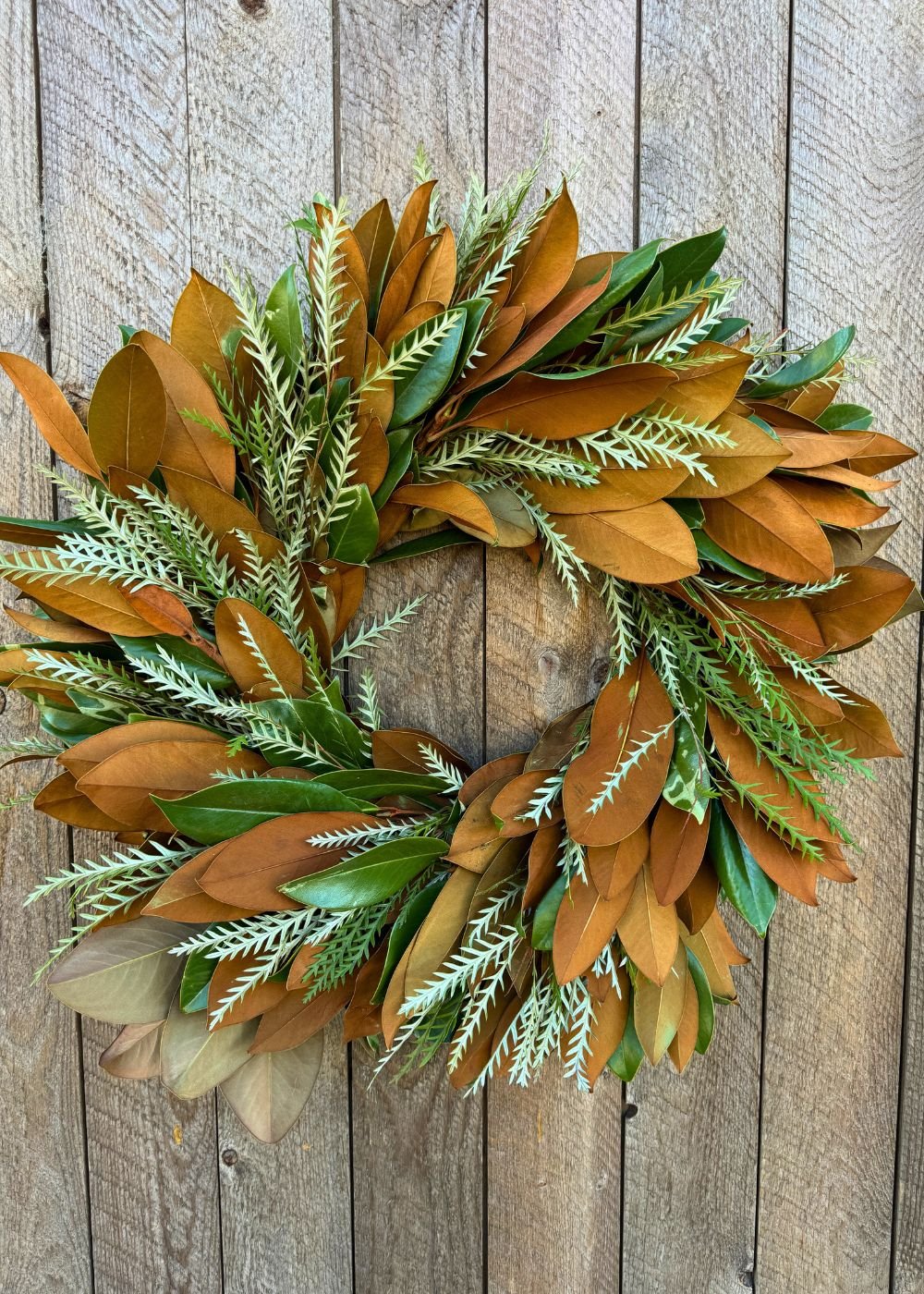 Grevilea and Magnolia Leaves Wreath