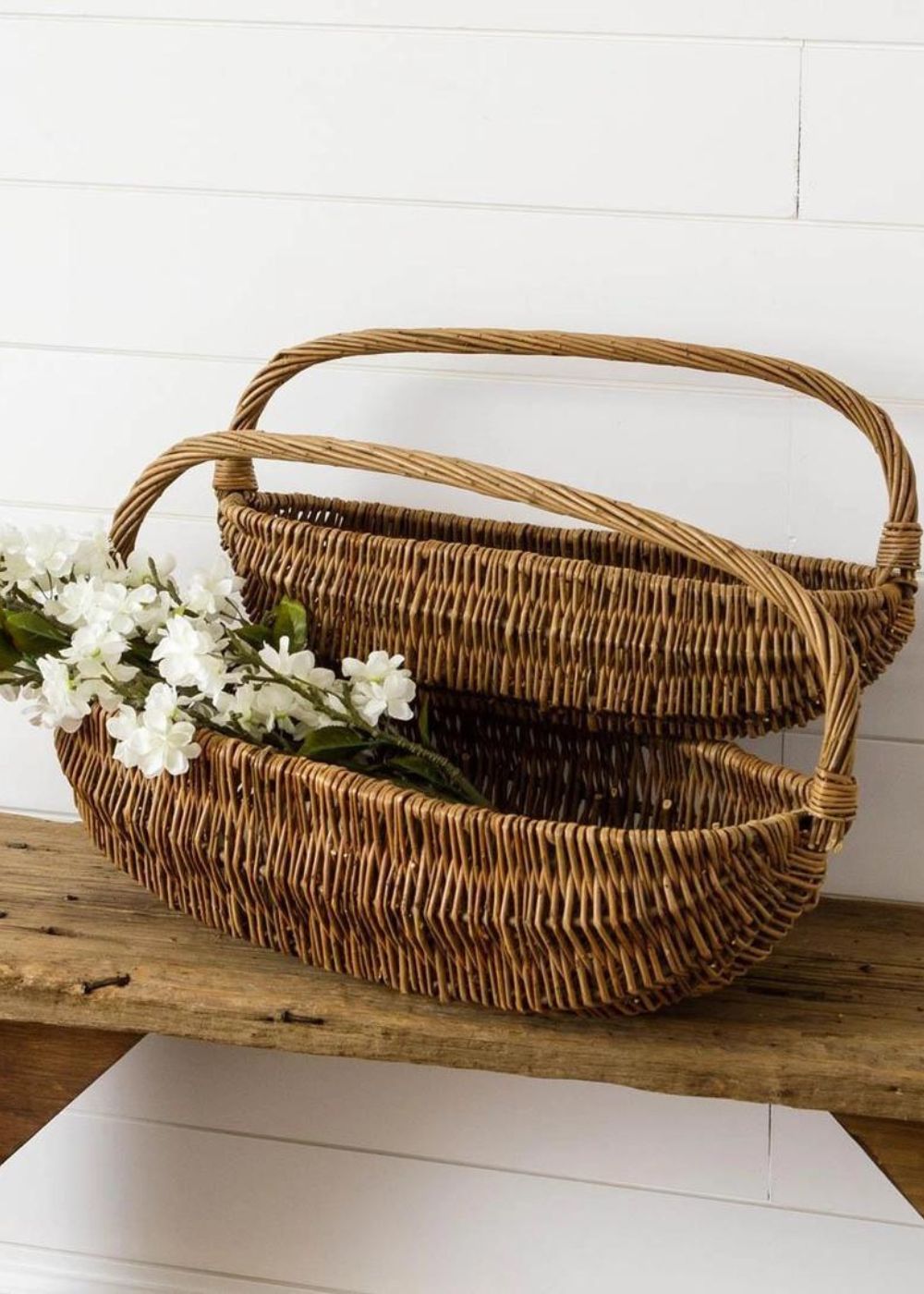 Wicker Flower Harvest Basket Oval - Menagerie Farm &amp; Flower