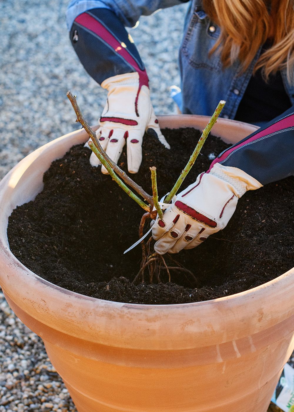 Women's Leather Rose Gauntlet Gardening Gloves - Menagerie Farm & Flower