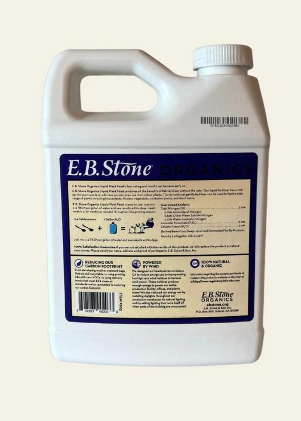 liquid plant fertilizer organic E.B. Stone Organics Liquid Plant Food, 3-3-2, 1 Quart